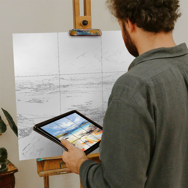 Artist with iPad and Easel