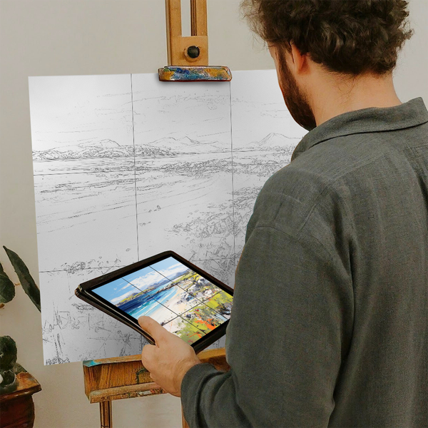 Artist with iPad and Easel