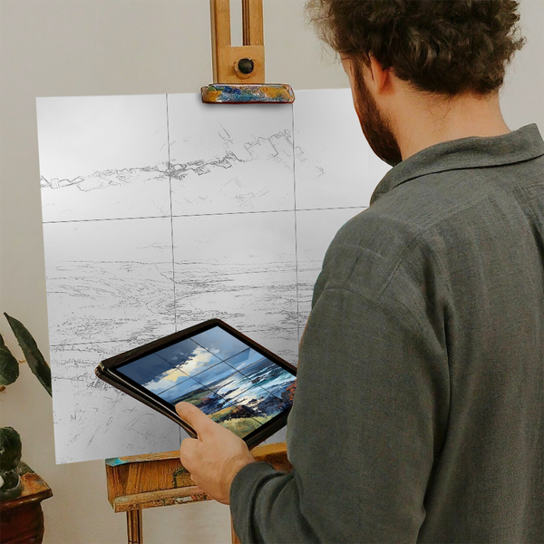 Artist with iPad and Easel