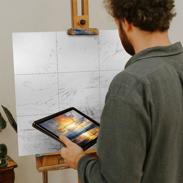 Artist with iPad and Easel