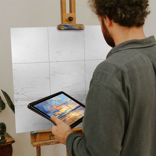 Artist with iPad and Easel