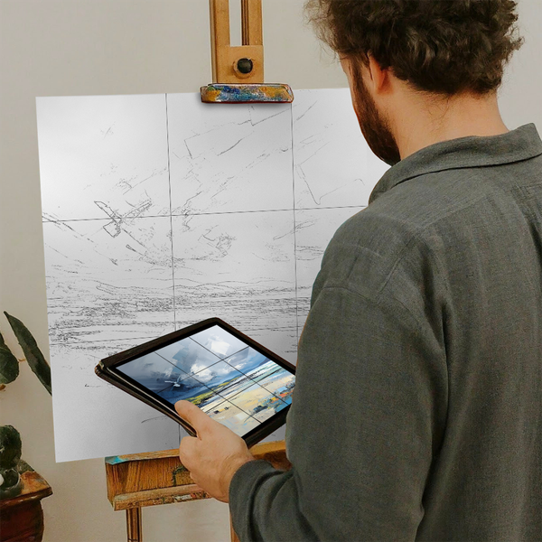 Artist with iPad and Easel