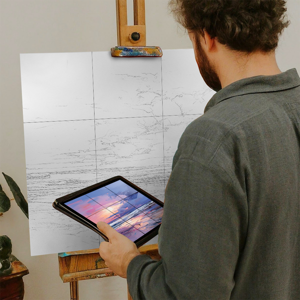 Artist with iPad and Easel