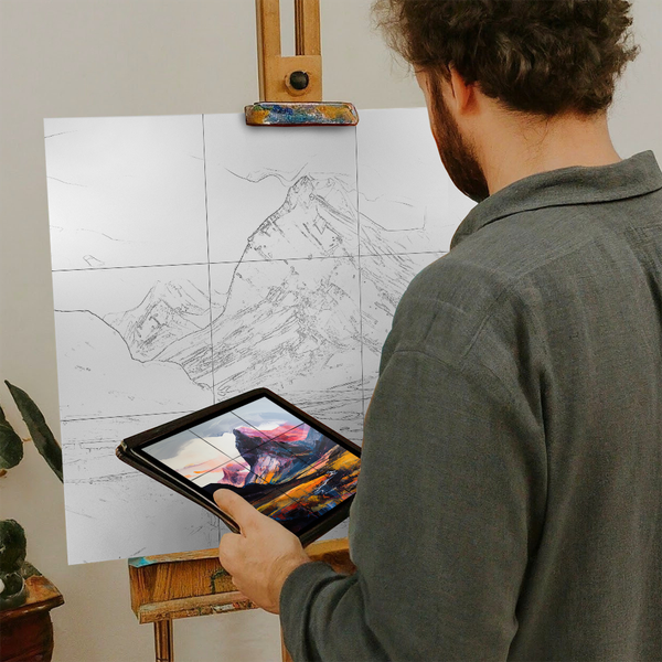 Artist with iPad and Easel