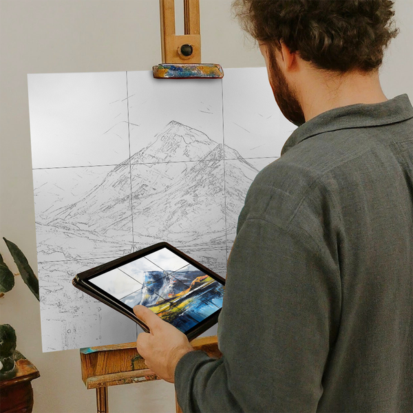 Artist with iPad and Easel