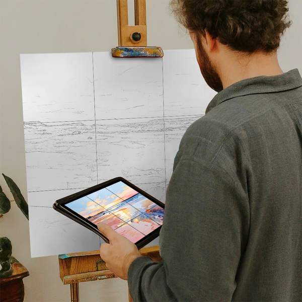 Artist with iPad and Easel