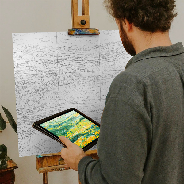 Artist with iPad and Easel