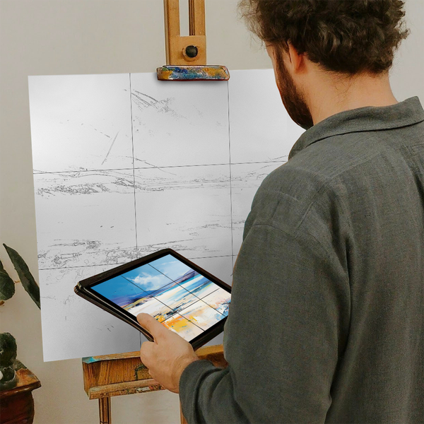 Artist with iPad and Easel