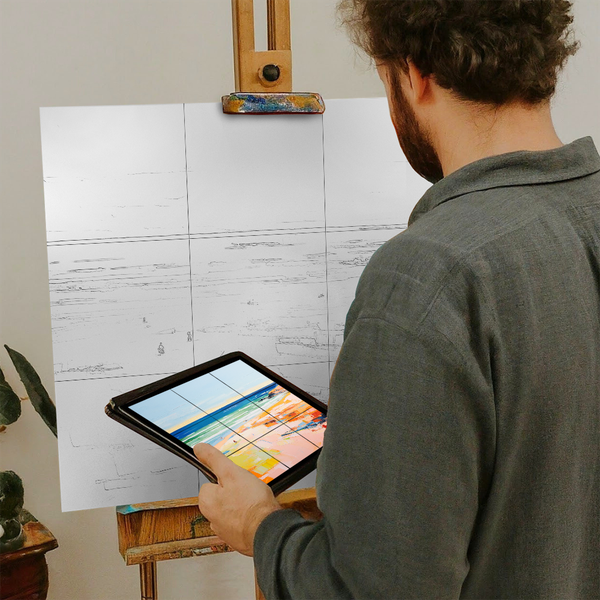 Artist with iPad and Easel