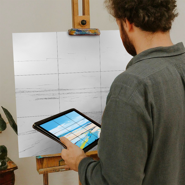 Artist with iPad and Easel