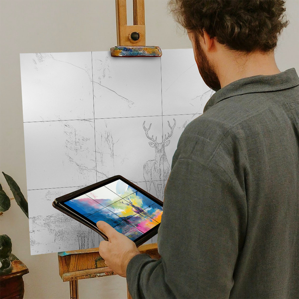 Artist with iPad and Easel