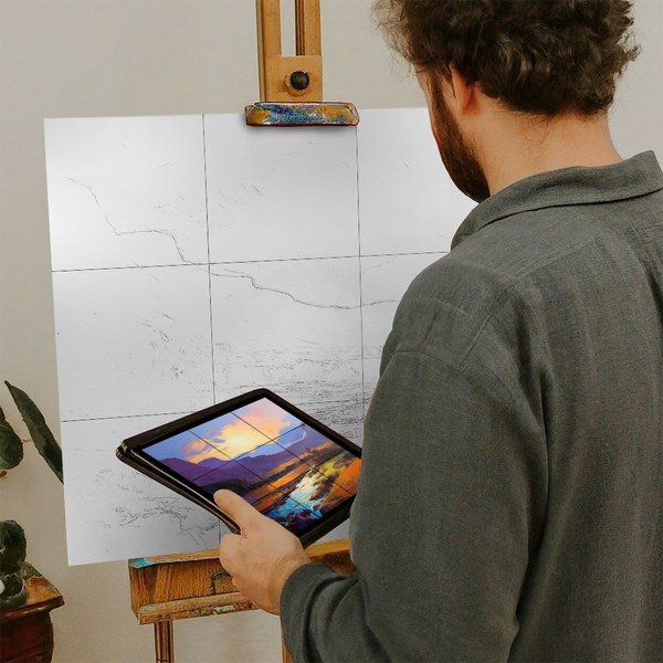 Artist with iPad and Easel