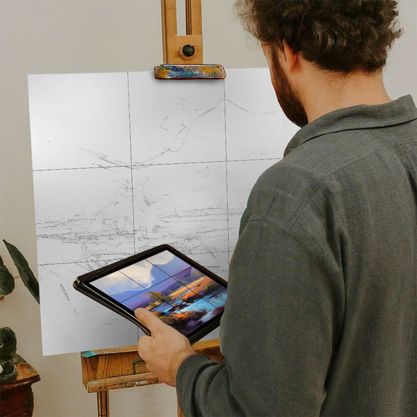 Artist with iPad and Easel