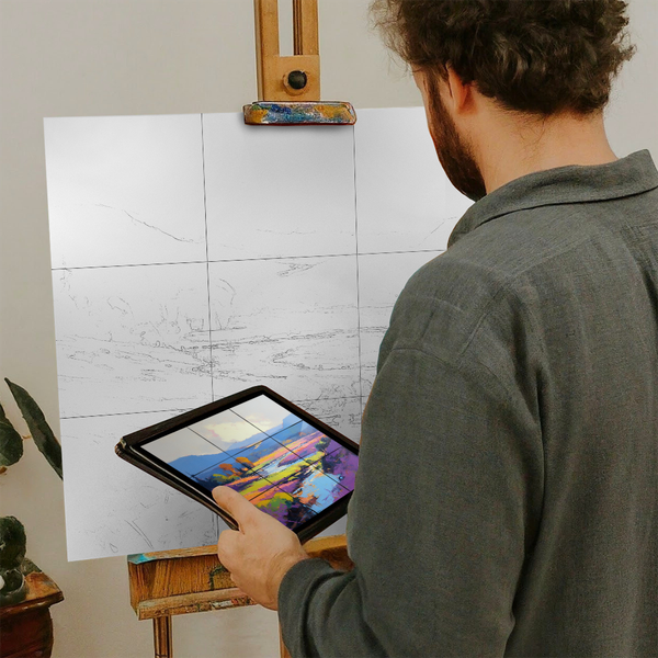 Artist with iPad and Easel