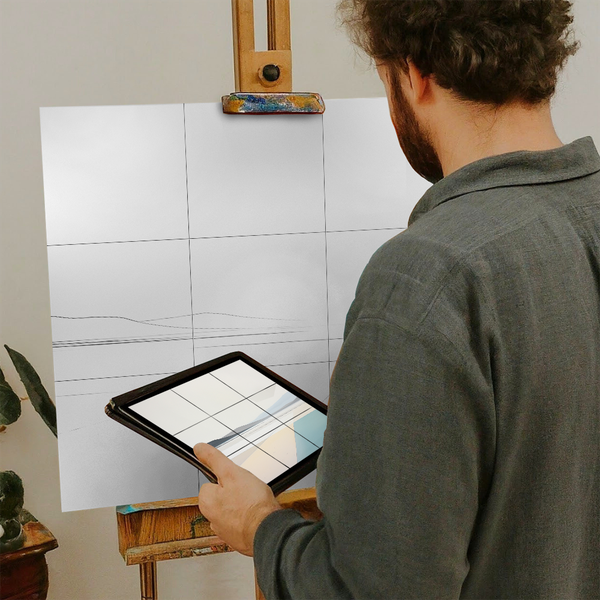 Artist with iPad and Easel