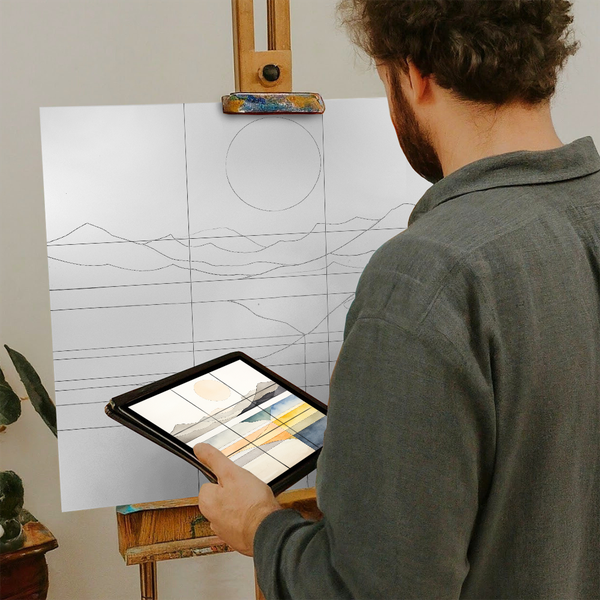 Artist with iPad and Easel