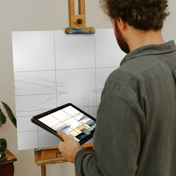 Artist with iPad and Easel