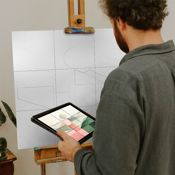 Artist with iPad and Easel