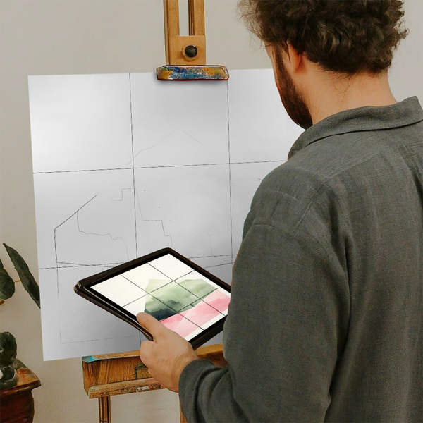 Artist with iPad and Easel