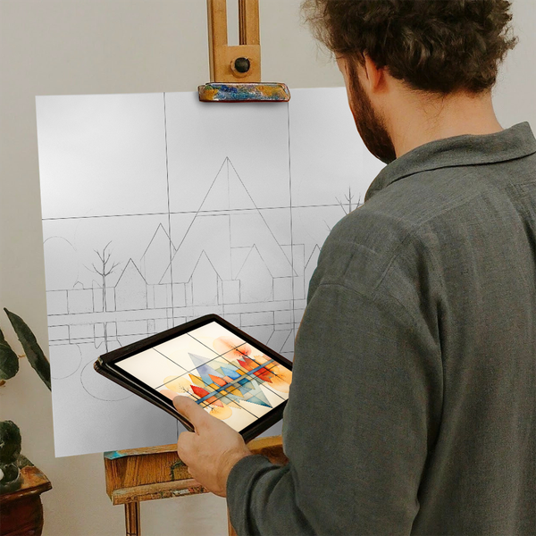 Artist with iPad and Easel