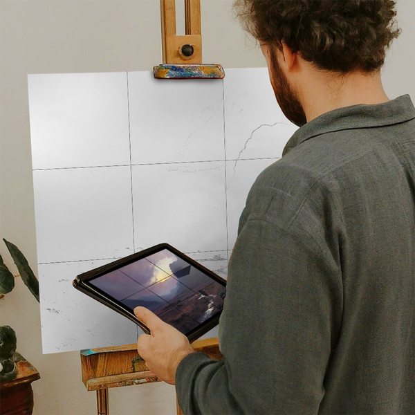 Artist with iPad and Easel