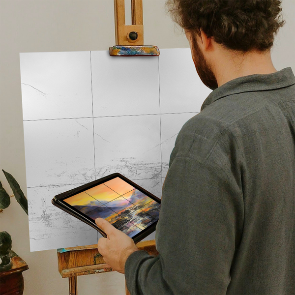 Artist with iPad and Easel