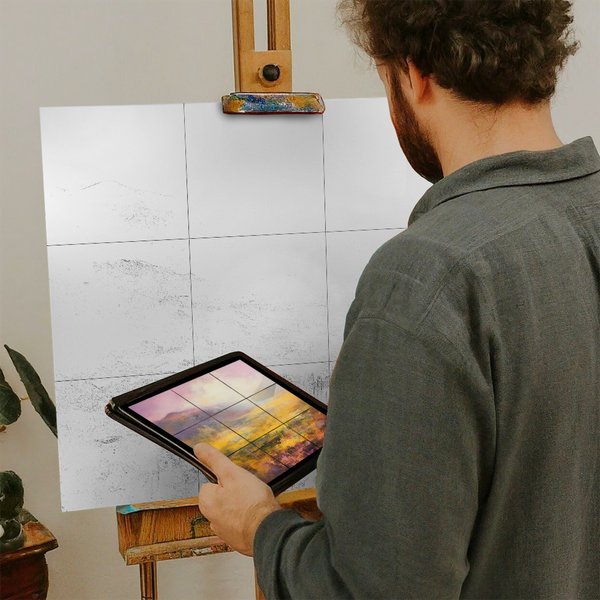 Artist with iPad and Easel