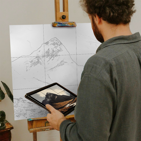 Artist with iPad and Easel