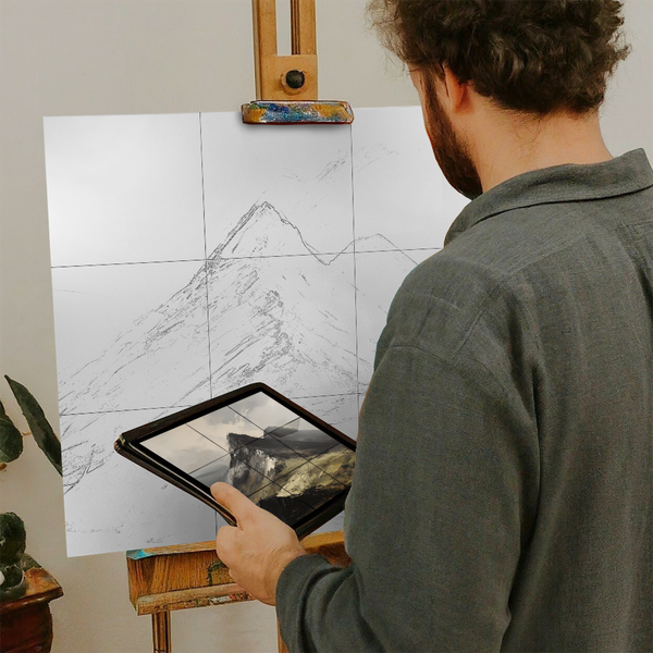 Artist with iPad and Easel