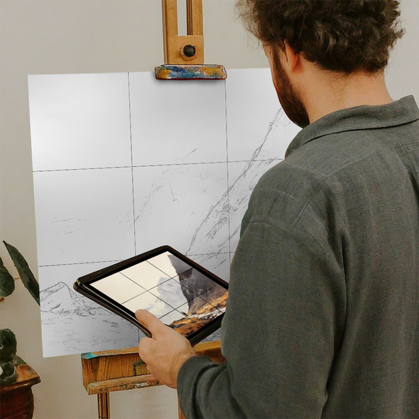 Artist with iPad and Easel