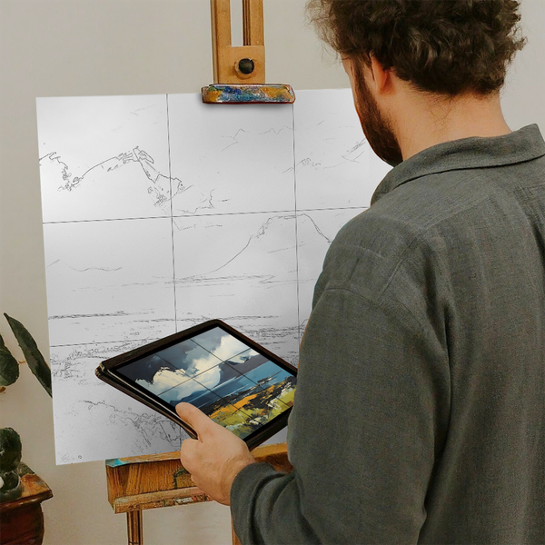 Artist with iPad and Easel