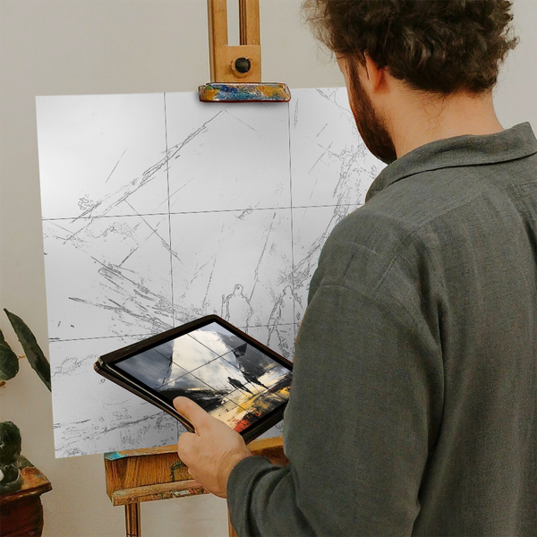 Artist with iPad and Easel