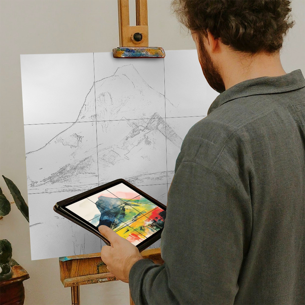 Artist with iPad and Easel