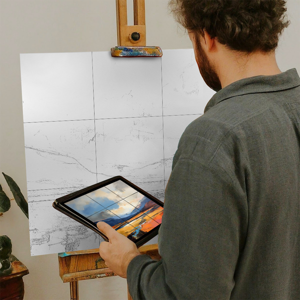 Artist with iPad and Easel