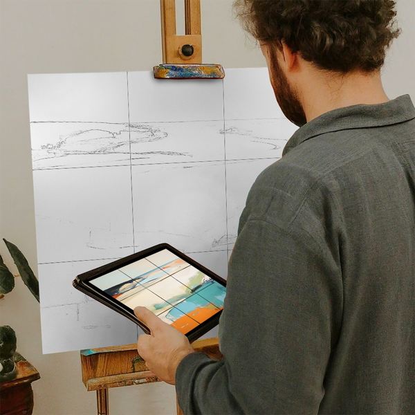 Artist with iPad and Easel