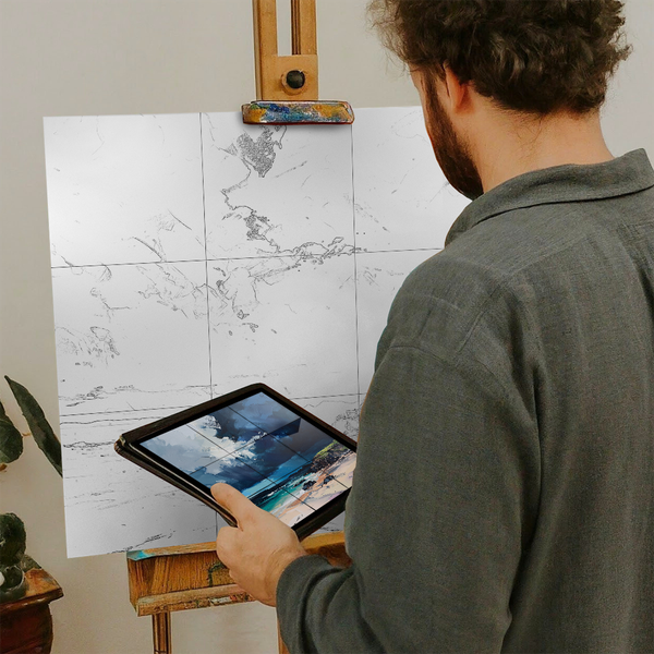 Artist with iPad and Easel