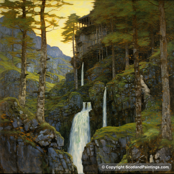 Painting - Plodda Falls - Scottish Waterfalls