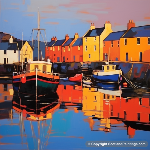 Painting - Findochty Harbour - Scottish Harbours