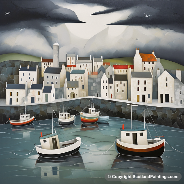 Painting - Whitehills Harbour - Scottish Harbours