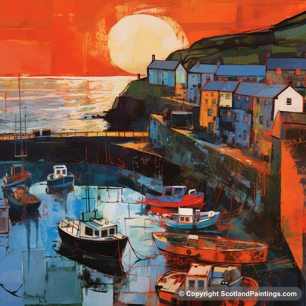 Painting - Gardenstown Harbour - Scottish Harbours