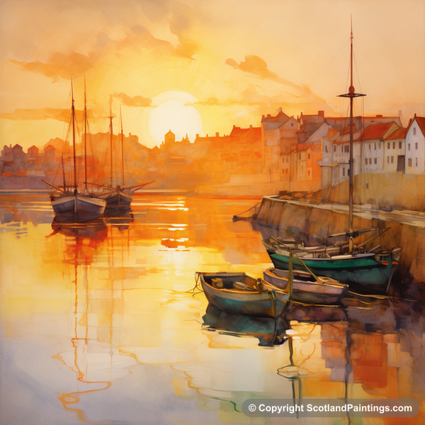 Painting - Dunbar Harbour - Scottish Harbours