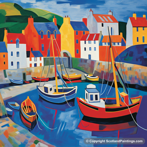 Painting - Gardenstown Harbour - Scottish Harbours