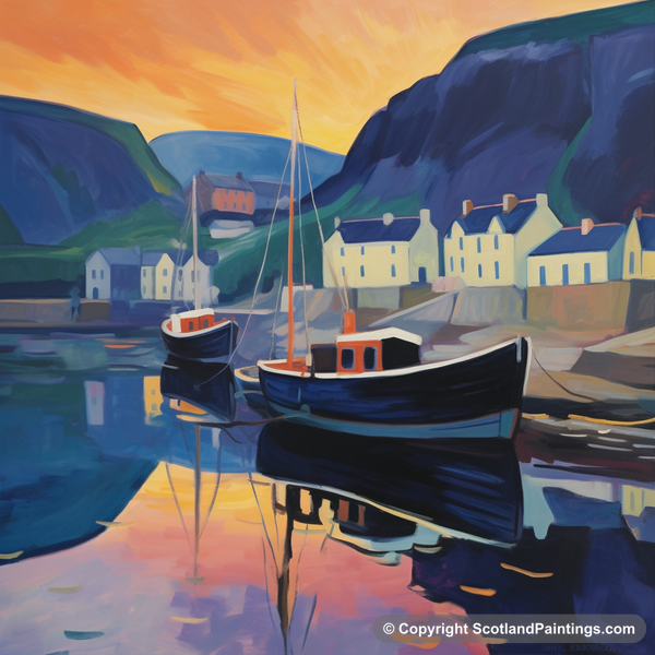 Painting - Gardenstown Harbour - Scottish Harbours