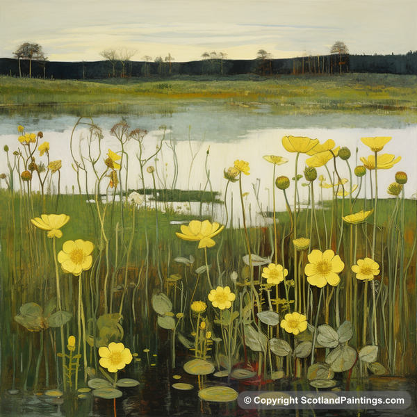 Painting - Marsh marigold - Scottish Flowers and Flora