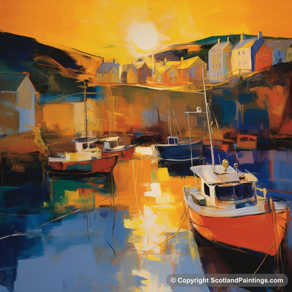 Painting - Gardenstown Harbour - Scottish Harbours