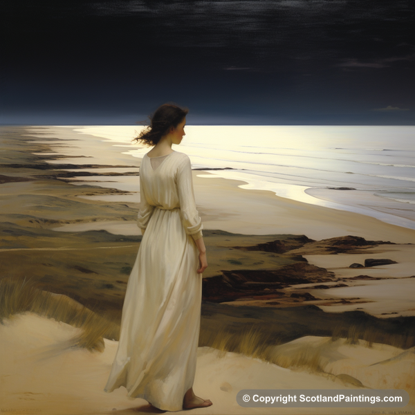 Painting - Balmedie Beach - White Dress