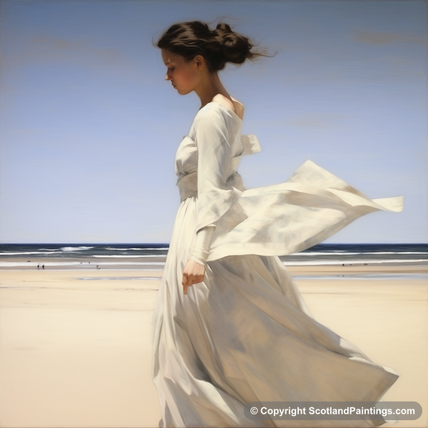 Painting - Balmedie Beach - White Dress