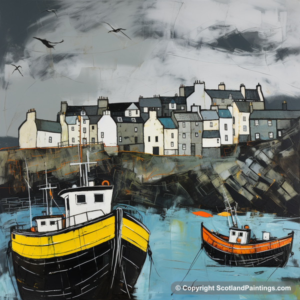 Painting - Portsoy Harbour - Scottish Harbours