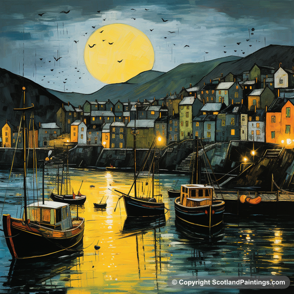 Painting - Gardenstown Harbour - Scottish Harbours