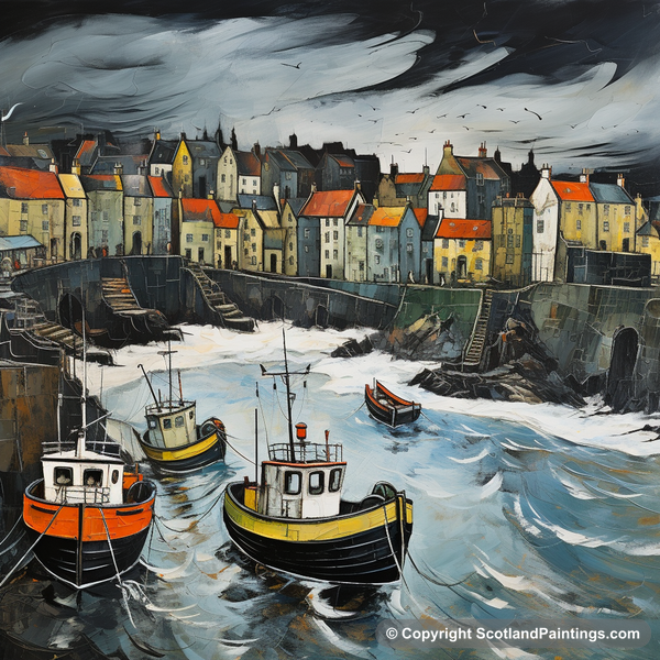 Painting - Portsoy Harbour - Scottish Harbours